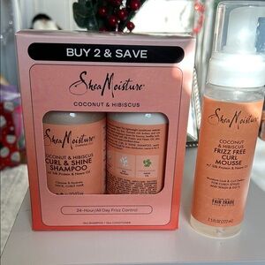 Shea Moisture Coconut & Hibiscus Shampoo Conditioner and Mousse Set